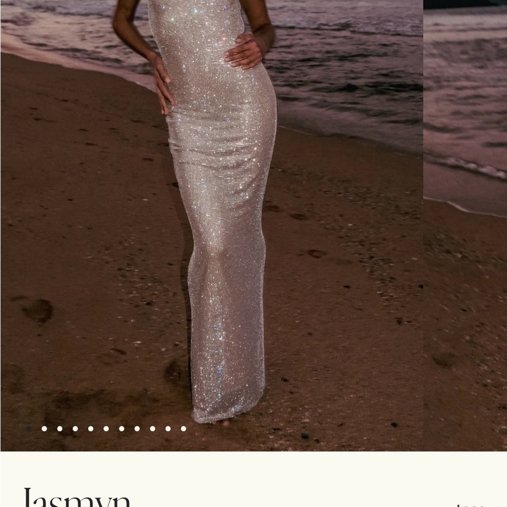 Meshki Glittering Backless Dress in Silver